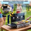 Plaque chauffante au gaz propane à 4 brûleurs avec chariot autoportant amovible et poêle en fonte émaillée, barbecue portatif avec tables d'appoint et support à épices, barbecue à gaz extérieur pour patio et fête, 32 000 BTU