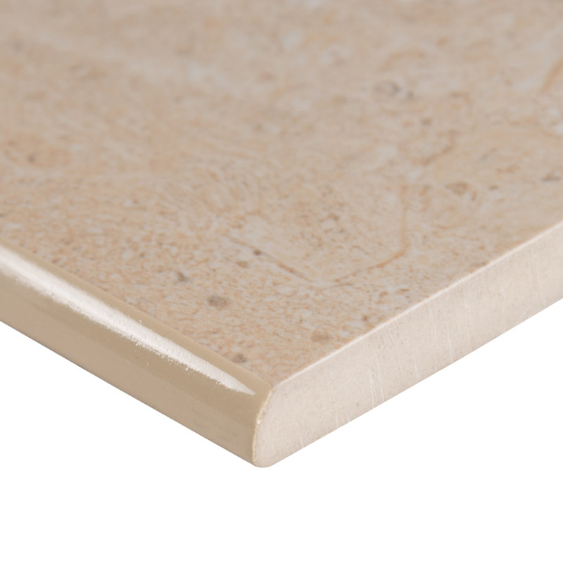 Aria Oro 18" x 3" Beige Polished Porcelain Bullnose Tile Trim