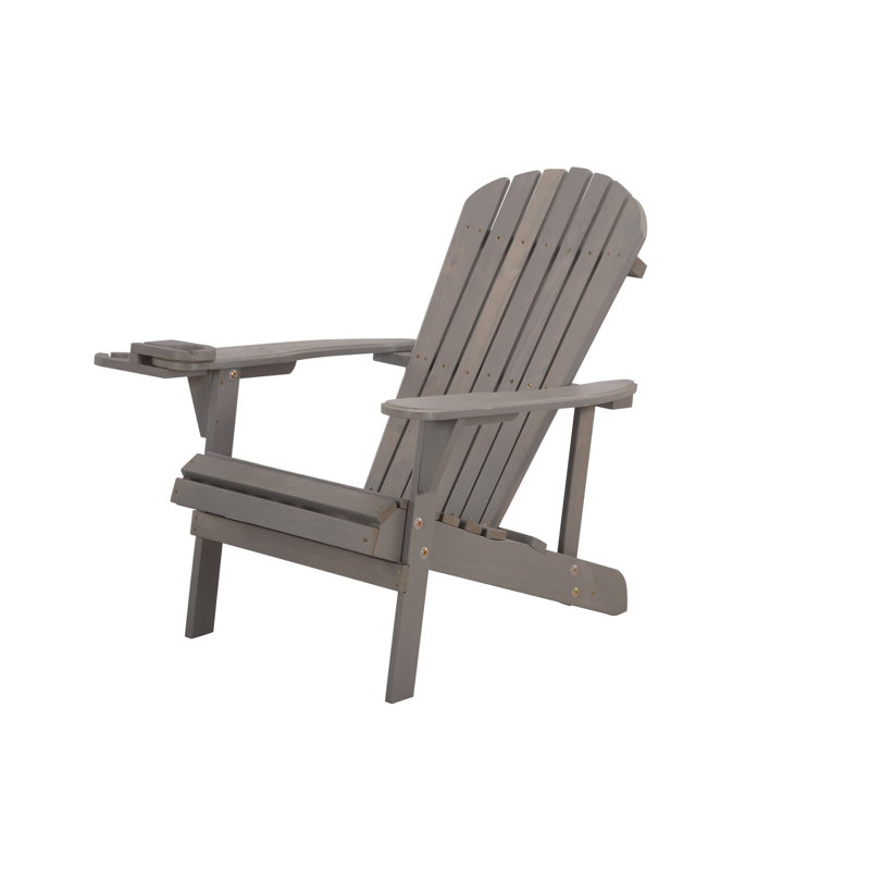 Chaise Adirondack en bois massif Barrand, Gris foncé