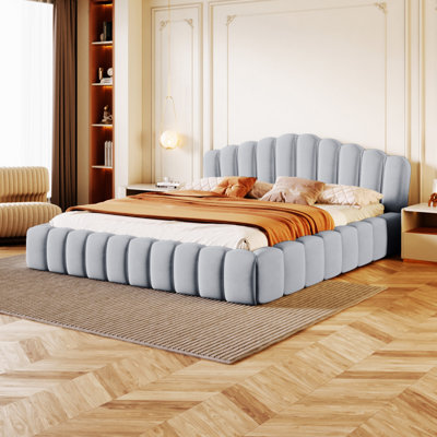 Tête de lit en velours rembourré avec cadre de lit et tête de lit pour chambre à coucher