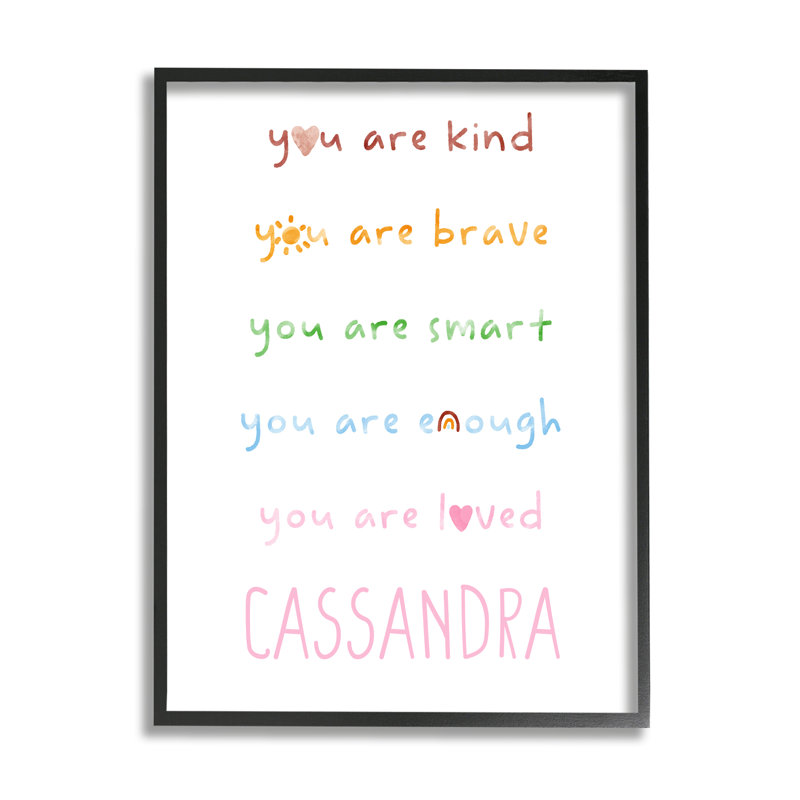 Affirmations de soi cmw-059, art mural personnalisé, H 14 po x l 11 po, Giclée encadrée noir minuit, Oui
