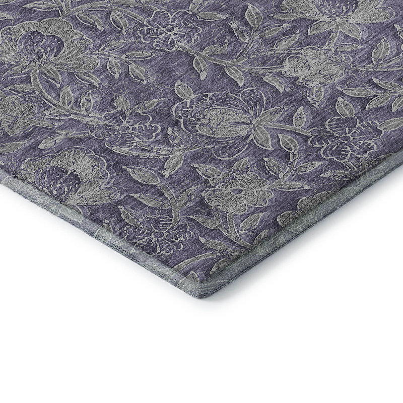 Premium Machine Washable Prisco Eggplant Rug, Rectangle 1'8" x 2'6"