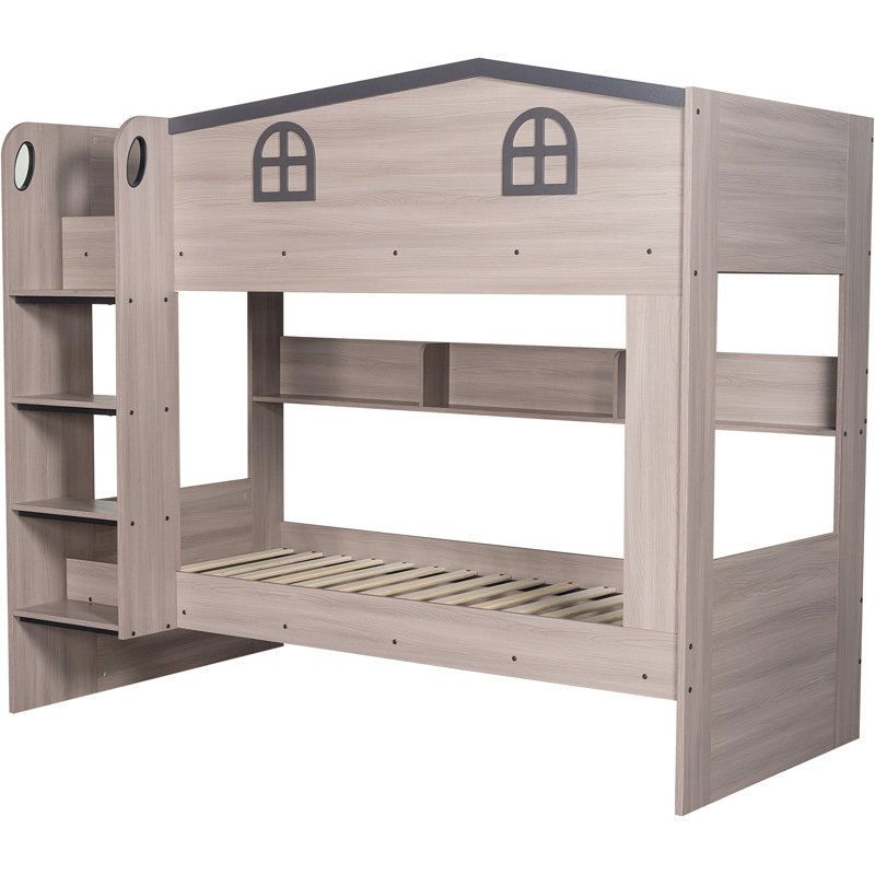 Thorwe Bunk Bed with Storage Included with Built-in Ladder Included, Single (3')