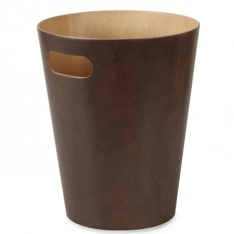 Woodrow Small Bin – Open Wood Wastebasket for Office, Bedroom, Bathroom, 2.25 Gallons (7.5 L), Espresso