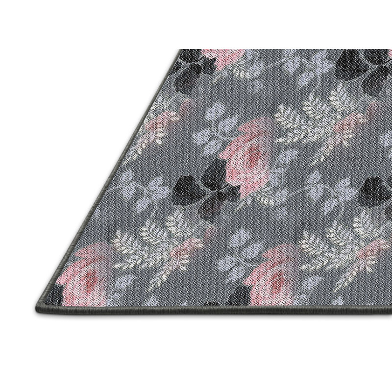 Tapis floral gris Jak, Rectangle 5 pi x 7 pi