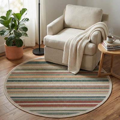 Tapis intérieur / extérieur rayé beige / vert / rouge Dimesford