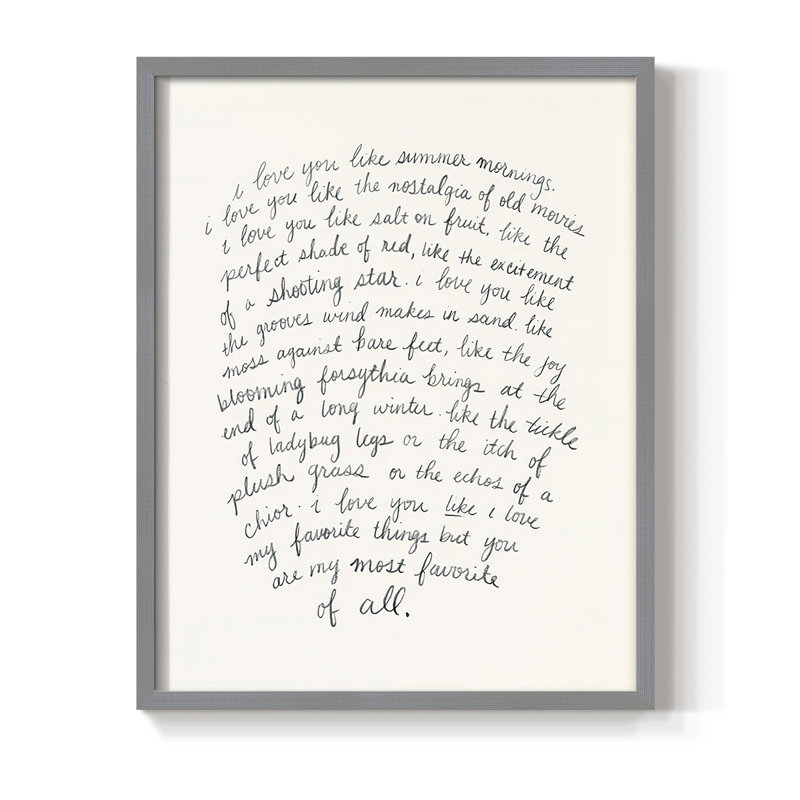 Lettre à un amoureux I, reproduction encadrée - bois massif, H 30 po x l 24 po, Gris