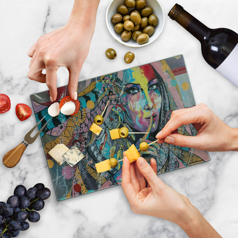 Multicolore Ambesonne, planche à découper abstraite en verre trempé, art abstrait