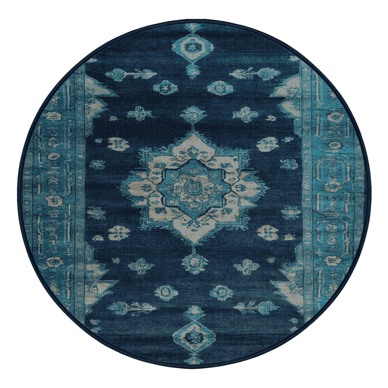 Tapis gris lavable à la machine, Rond 7 pi