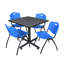 Table de salle de repos carrée Nicklo, chaises empilables 4 M-32668299-40142455-32668305