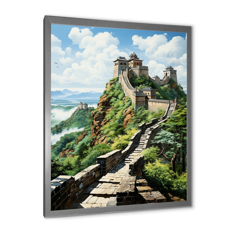 «Coryell Asian Art Great Wall of China I», reproduction d'art sur toile, H 32 po x l 24 po x P 1 po, Cadre photo argenté