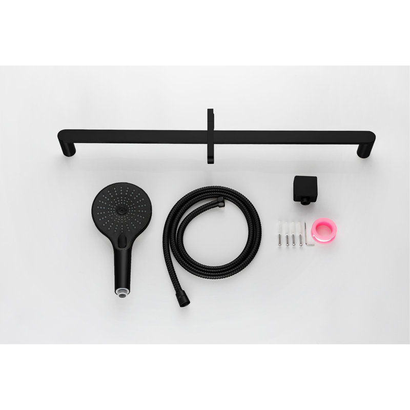 Douche à main avec boyau de 59 pouces et barre coulissante de 28 pouces, noir mat, acier inoxydable, tête réglable pour un temps confortable Douche noire, boyau, rafraîchissant