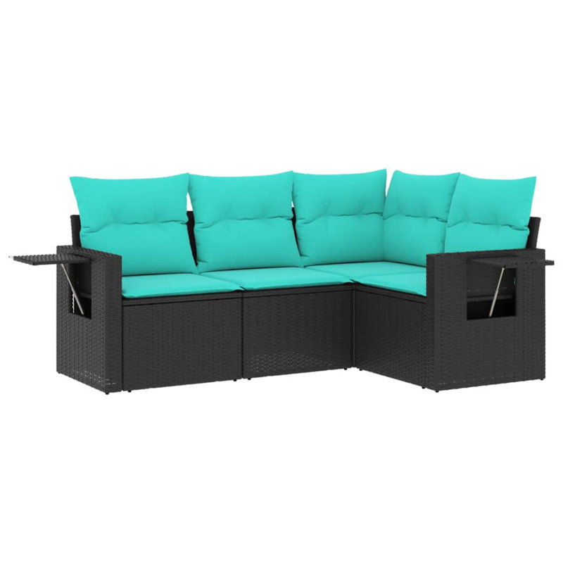 Ensemble de canapé d'extérieur noir et bleu
