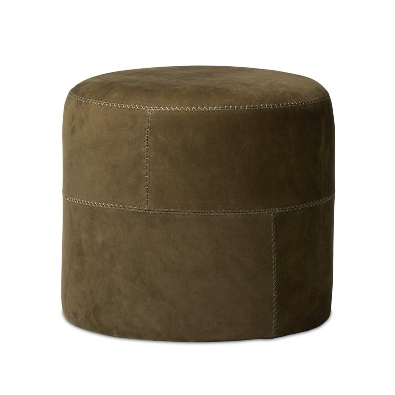 Camino Cylinder Ottoman, Nubuck Olive