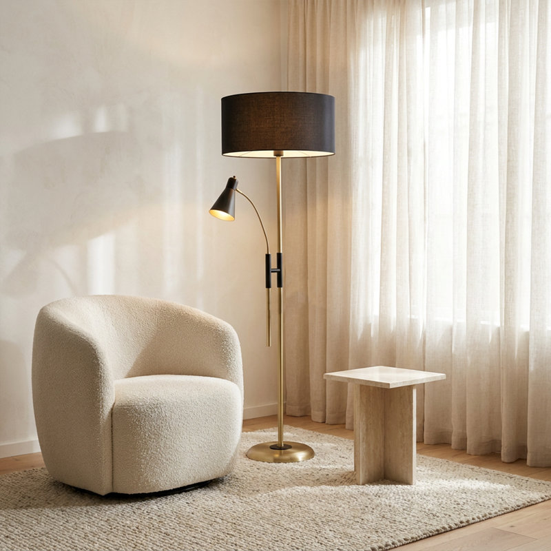 Koben Black Drum Shade Floor Lamp