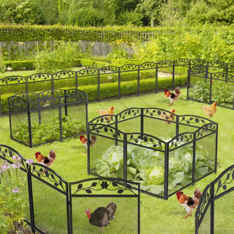 Clôture de jardin d'extérieur en métal, 43.3" H x 23.6" W, 4 clôtures et 1 porte / barrière