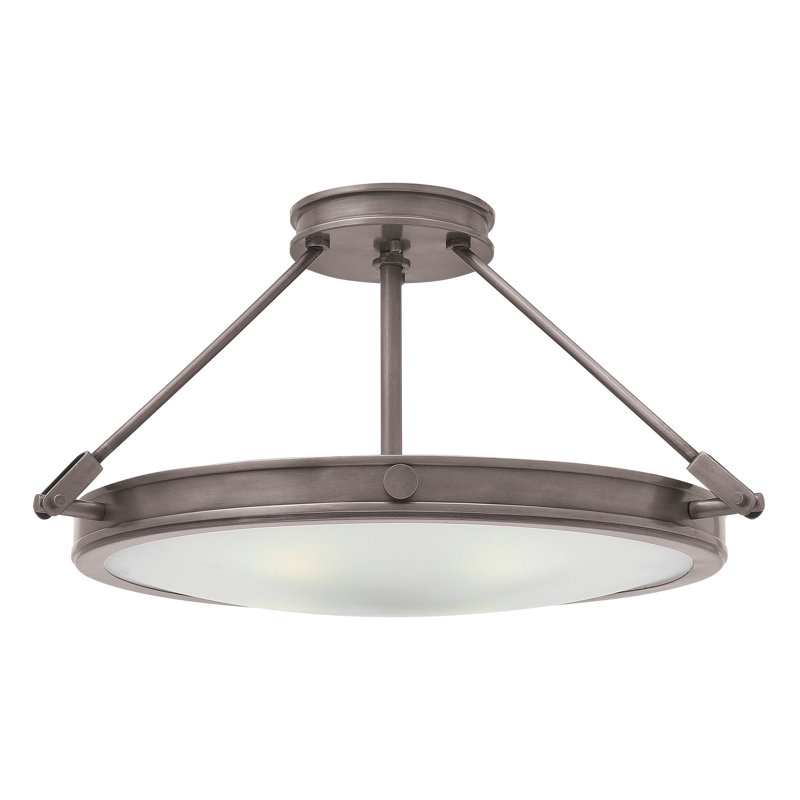 Collier Semi-Flush Mount Ceiling Light - Heritage Brass, Light Oiled Bronze, 11.5"H x 22"W x22"D, Incandescent