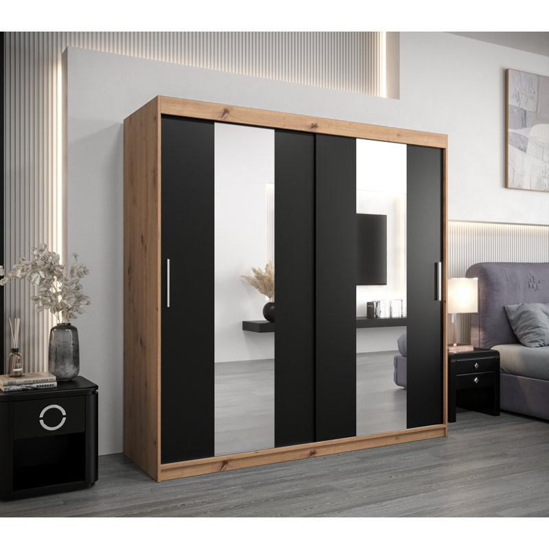 Ayaab 2 Door Manufactured Wood Wardrobe, Artisan Oak