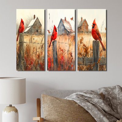Oiseau cardinal par The Farmhouse I - Collection moderne de reproductions sur toile