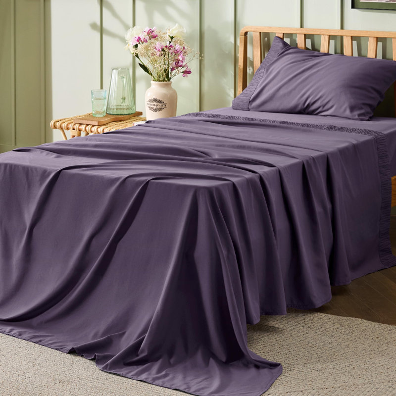 Bedsure Polyester Microfiber Sheet Set Hotel Luxury Sheets, Easy Care Cooling Bed Sheet Set 84GSM（65" x 95"）GentleSoft™️