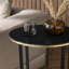 Ensemble de table basse ronde et tables de bout 3 pièces, ensemble de salon moderne avec cadre en verre trempé noir