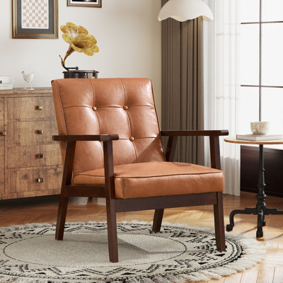 Chesterle 31.5''Wide Classic Tufted Accent Chair With Solid Wood Legs