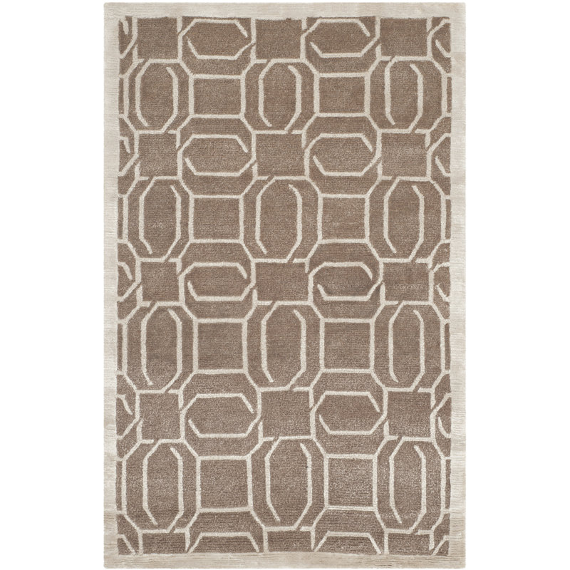 Tapis géométrique en viscose / laine / coton noué à la main Welsch, Rectangle 6 pi x 9 pi