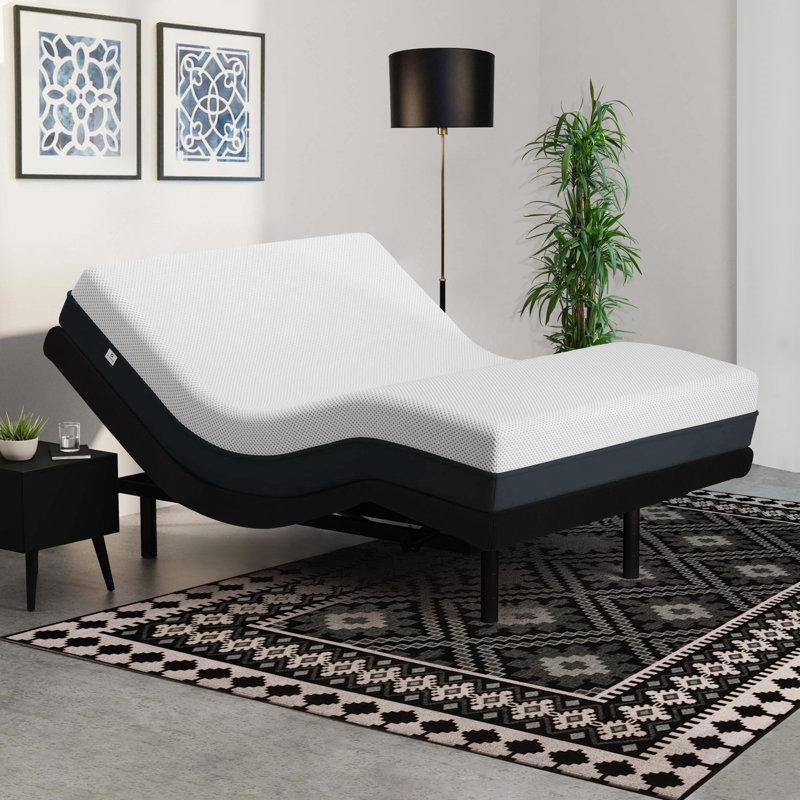 Base de lit réglable Zariah Zero Gravity, télécommande sans fil, massage avec fauteuil inclinable à dégagement zéro, inclinaison du coussin