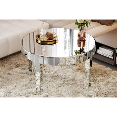 Table basse ronde avec miroir cannelé Dazzling Sliver