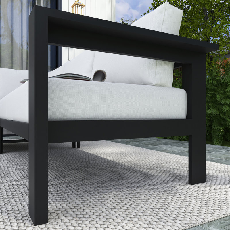 5-Piece Aluminum U-Shaped Outdoor Sectional Set, White