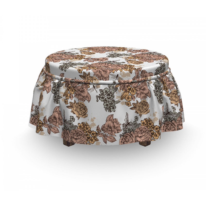 Housse pour repose-pieds rose victorian romantique