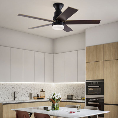 44" Carthel 5 - Blade Retractable Blades Ceiling Fan with Remote Control and Light Kit Included
