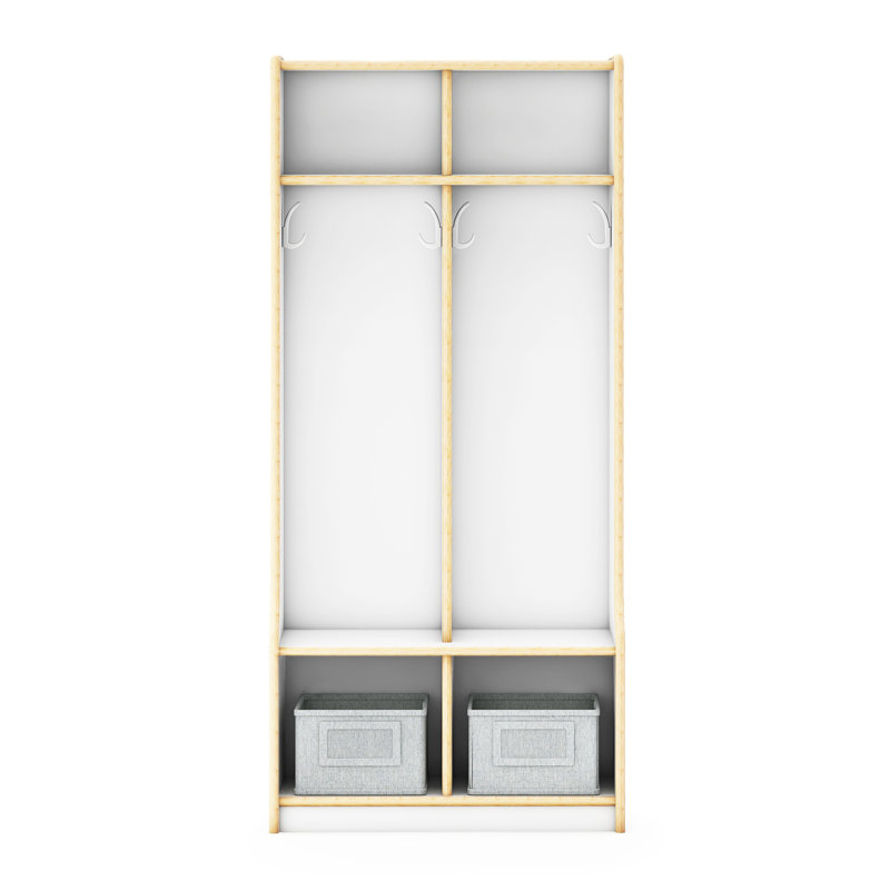 Casier 2 sections avec banc EdQ - Blanc, H 48 po x l 22 po x P 13 po, Blanc, 2