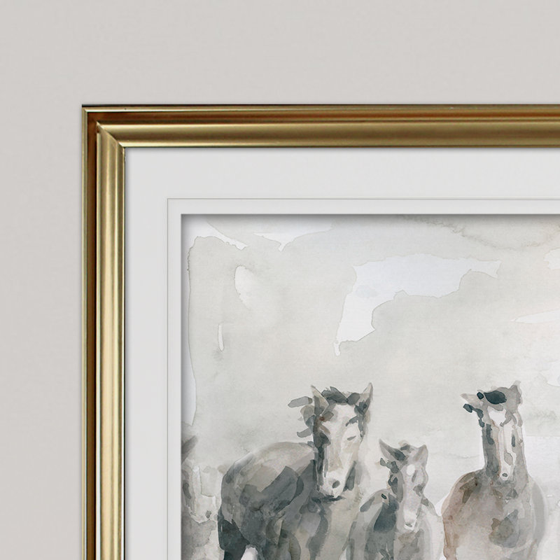 « running wild », reproduction de peinture à l’acrylique encadrée, Or, H 30 po x l 40 po x P 1,5 po
