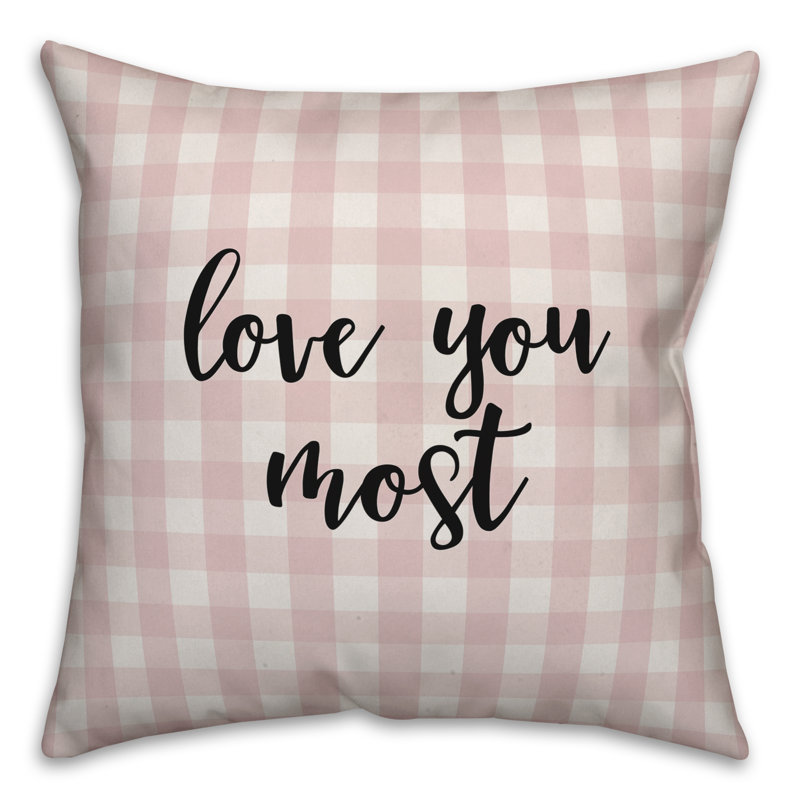  Coussin Love You Most, Rose / Noir, Housse de coussin