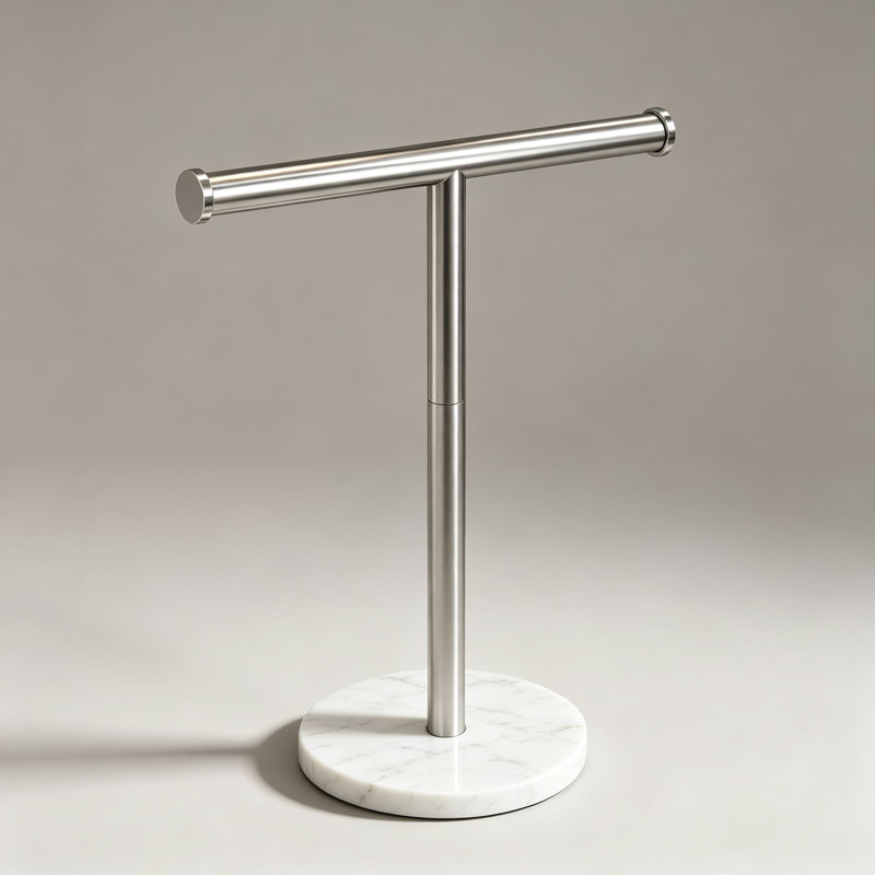 Countertop Hand Towel Holder Stand, Free Standing Stainless Steel Towel Rack with Anti-Slip Heavy Base, Space-Saving Design for Bathroom Kitchen Counter, Rust-Proof No Drill Assembly