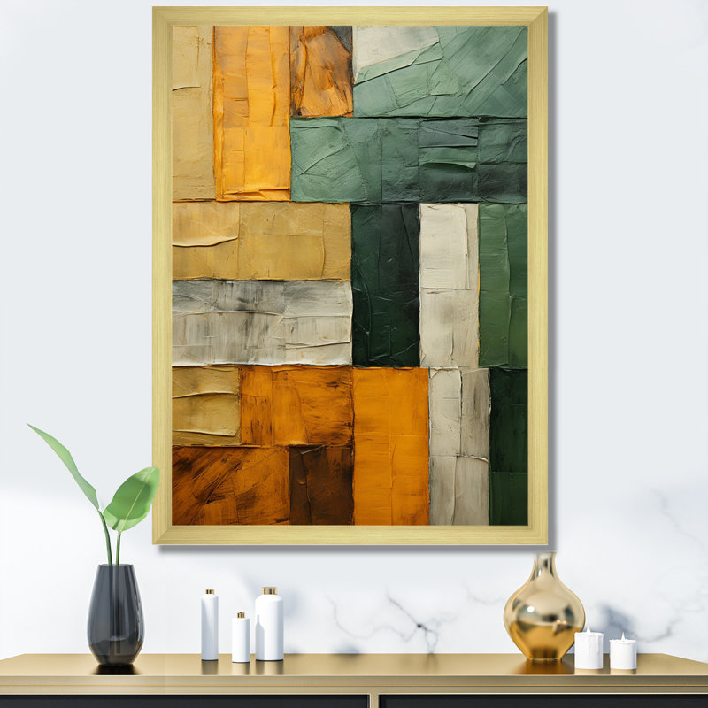 Imantas Cubism Geometric Plains III sur toile, H 20 po x l 12 po x P 1 po, Encadrement doré