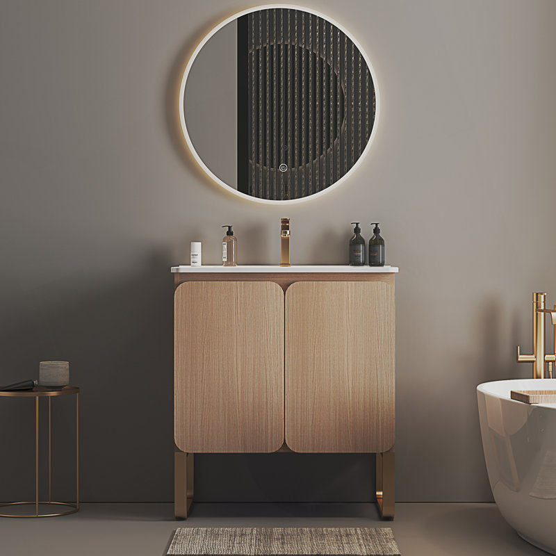 Meuble-lavabo moderne avec lavabo en céramique et support en métal