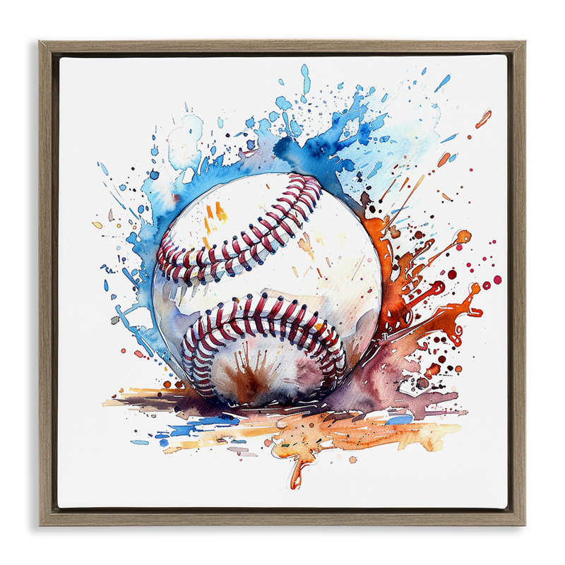  Art mural sur toile flottante Baseball, Cadre flottant orme Montalcino, H 18 po x l 18 po