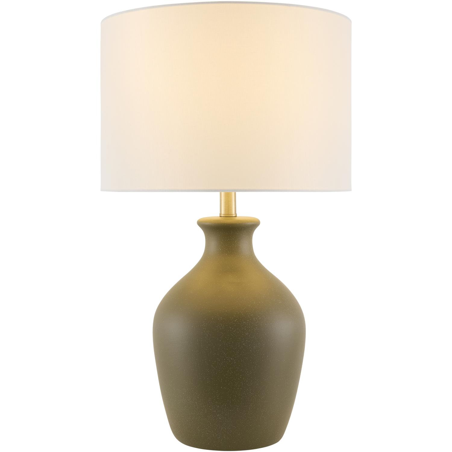 Ceramic Table Lamp, Green, White