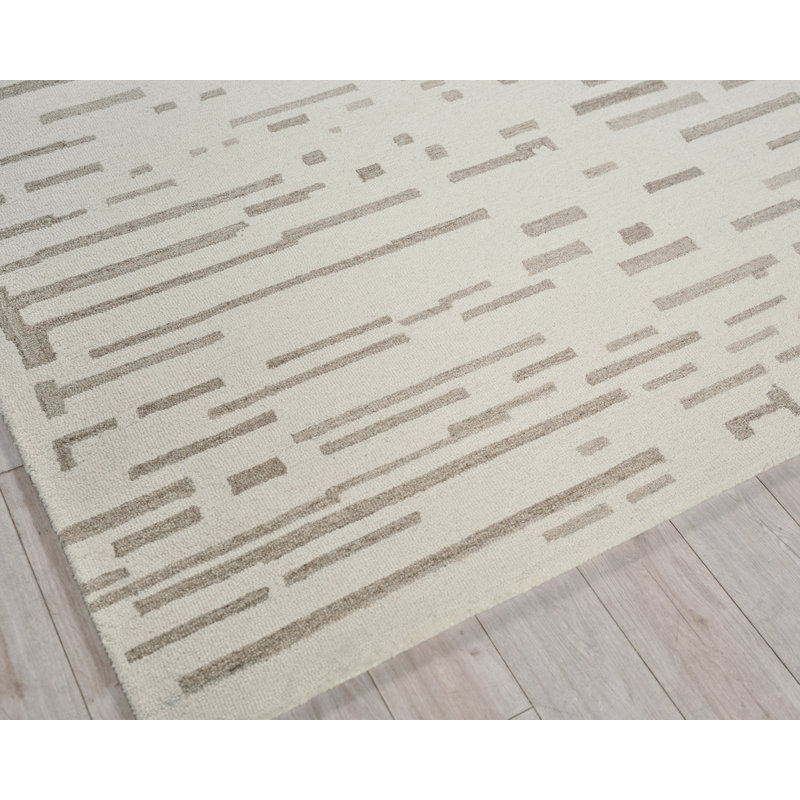 Ivory and Beige Handmade Wool Tufted 9' x 12' Area Rug
