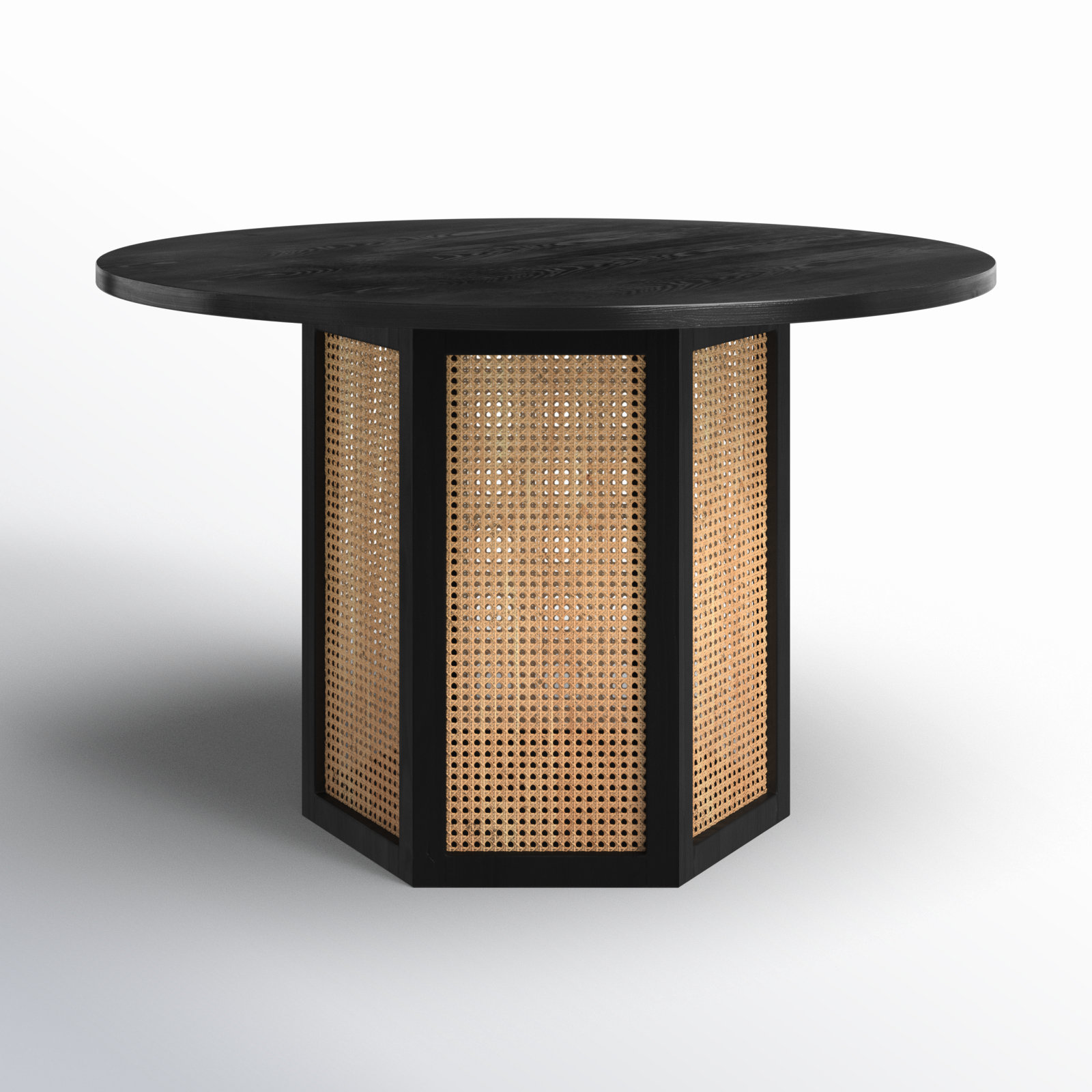 Pacetti 47.3'' Round Dining Table, Black, Light Natural/Black