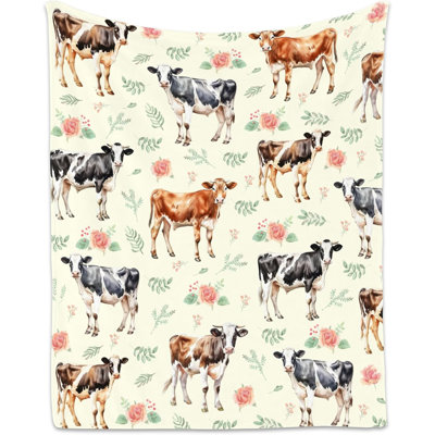 Couverture de vache, jolis cadeaux pour les adolescents Grils, jeté douillet en flanelle pour canapé, 60 po x 80 po