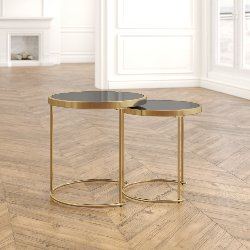 Blankenship Glass Top Sled Nesting Tables