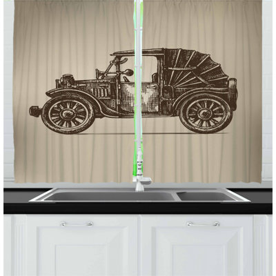 Cars 2 Piece Kitchen Curtain