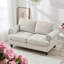Canapé de salon moderne en polyester 2 + 3 places - canapé de salon avec accoudoirs ronds et garniture cloutée argentée (beige)-1192245066
