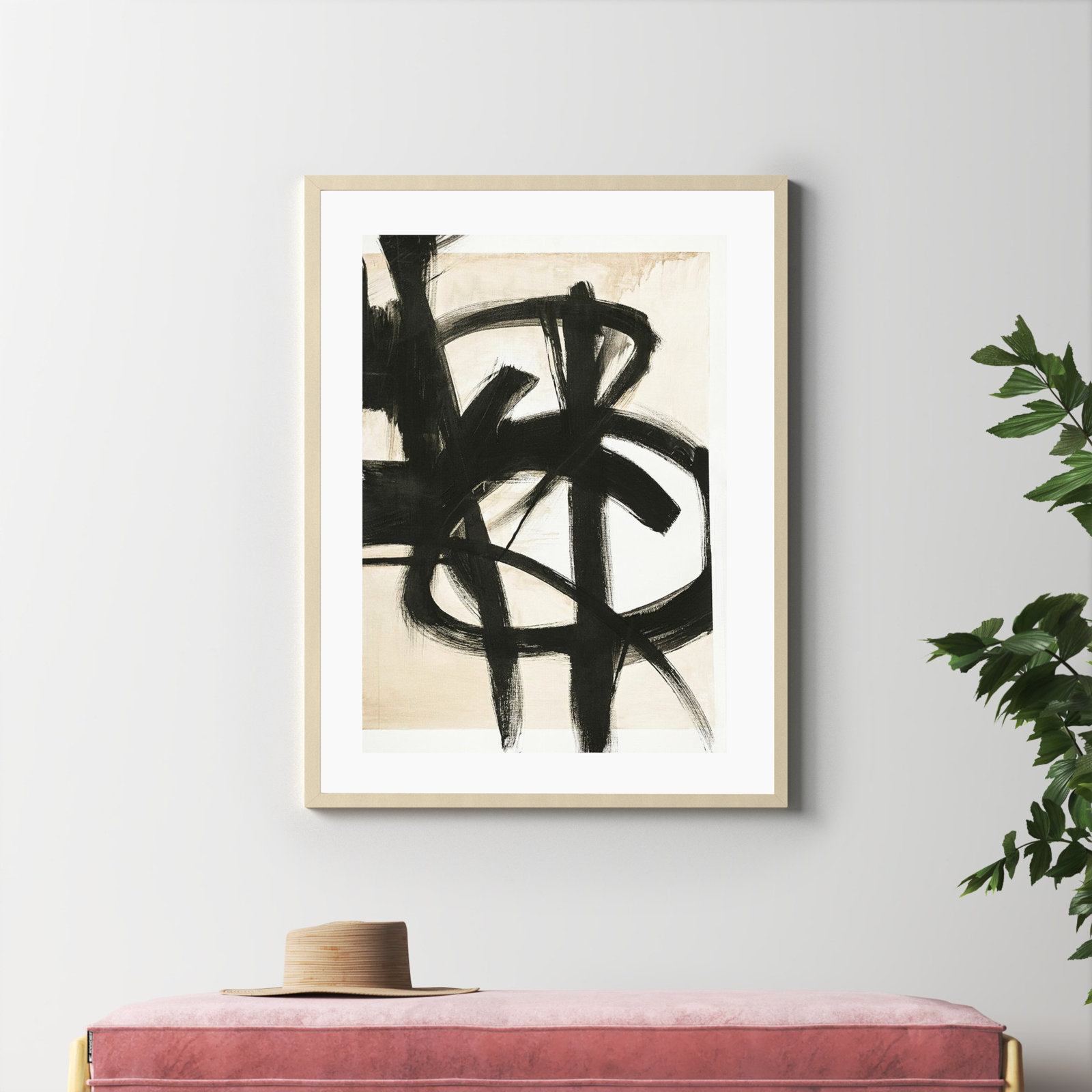 Graphical Shapes 7 Print, Brown Framed Paper, 42.12" H x 32.12" W x 0.88" D