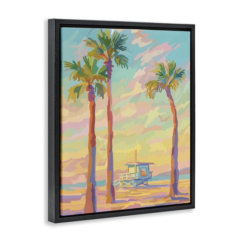 Cadre flottant Beachside Palms Abstraction, design par Amelia Noyes, H 31 po x l 25 po, Cadre flottant noir de jais