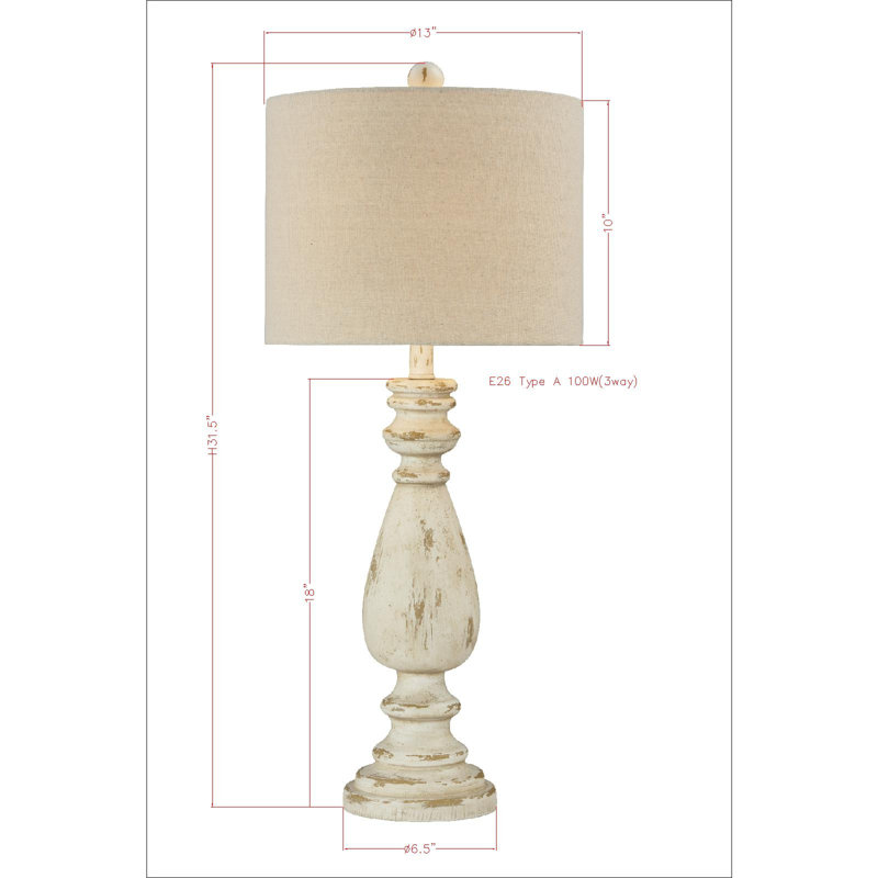 Attwood 31.5" Distressed Cream Table Lamp