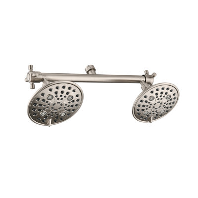 Double Shower Head With Built-in Valve And Shower Arm